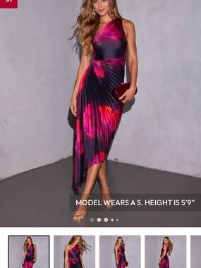 Vici Asymmetrical Modern Day Glam One Shoulder Dress in Navy and Fuchsia